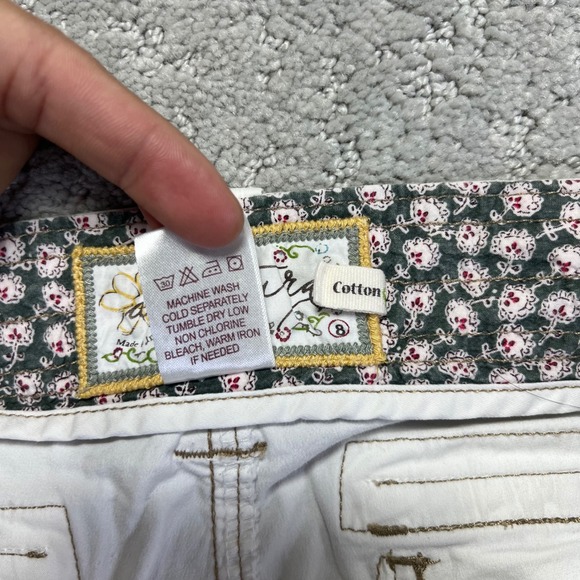 Aventura Pants Womens 8 White Organic Cotton Roll Up Capri Crop Utility Gorpcore - Picture 8 of 16